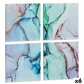 Set of 4 pictures Canvas Marble Blue 35 x 7 x 35 cm (6 Units)