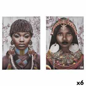 Satz mit 2 Bildern Leinwand Afrikanerin 70 x 50 x 1,5 cm (6 Stück)