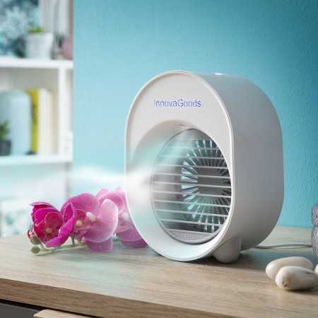 Mini Ultrasound Air Cooler-Humidifier with LED Koolizer InnovaGoods humidificador mini 200 ml White ABS (USB Cable) (Refurbished