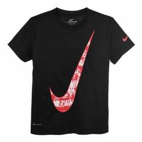 Barn T-shirt med kortärm Nike Texture Swoosh Svart
