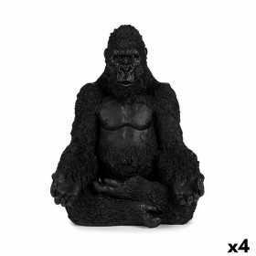 Prydnadsfigur Gorilla Yoga Svart 19 x 26,5 x 22 cm (4 antal)