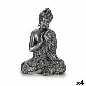 Prydnadsfigur Buddha Sittande Silvrig 22 x 33 x 18 cm (4 antal)