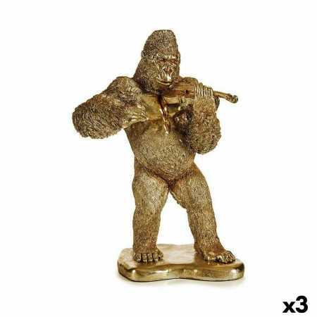 Prydnadsfigur Gorilla Violin Gyllene 16 x 40 x 30 cm (3 antal)