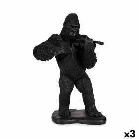 Figurine Décorative Gorille Violon Noir 17 x 41 x 30 cm (3 Unités)