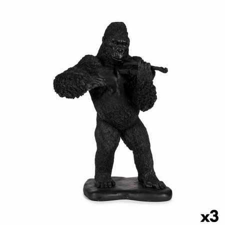 Prydnadsfigur Gorilla Violin Svart 17 x 41 x 30 cm (3 antal)