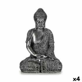 Prydnadsfigur Buddha Sittande Silvrig 17 x 32,5 x 22 cm (4 antal)