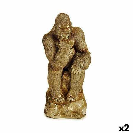 Prydnadsfigur Gorilla Gyllene 20,5 x 47 x 23,5 cm (2 antal)