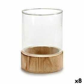 Kerzenschale Braun Durchsichtig Holz Kristall 14,5 x 19,3 x 14,5 cm (8 Stück)