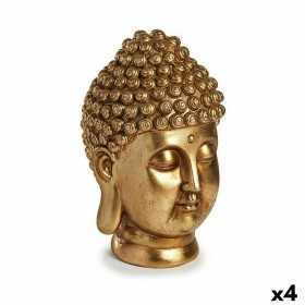 Prydnadsfigur Buddha Huvud Gyllene 14 x 26 x 17 cm (4 antal)