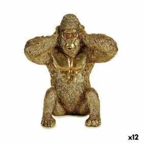 Prydnadsfigur Gorilla Gyllene 10 x 18 x 17 cm (12 antal)