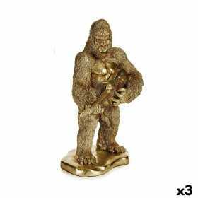 Prydnadsfigur Gorilla Gitarr Gyllene 16 x 39 x 27 cm (3 antal)