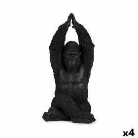 Deko-Figur Gorilla Yoga Schwarz 18 x 36,5 x 19,5 cm (4 Stück)
