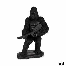 Deko-Figur Gorilla Gitarre Schwarz 17,5 x 38 x 27 cm (3 Stück)