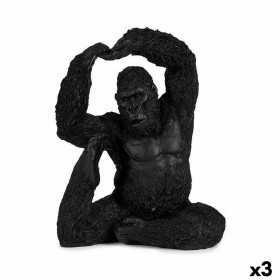 Figurine Décorative Yoga Gorille Noir 15,2 x 31,5 x 26,5 cm (3 Unités)