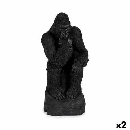 Prydnadsfigur Gorilla Svart 20 x 45 x 20 cm (2 antal)