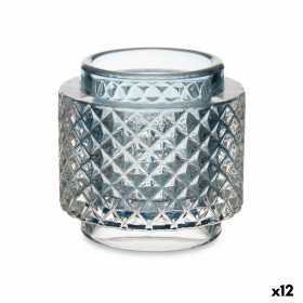 Candleholder Blue Glass 9 x 8,8 x 9 cm (12 Units)