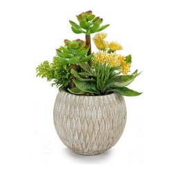 Dekorationspflanze 16 x 22,5 x 13 cm aus Keramik Grau grün Kunststoff