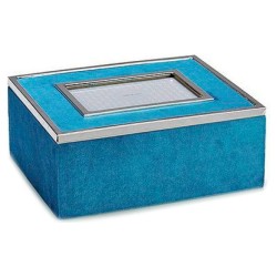 Boîte Décorative Cadre Photos Velours Bleu 20 x 10,3 x 24,8 cm
