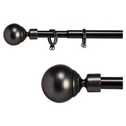 Curtain Bar Ball Extendable Black Iron (5 x 181 x 5 cm)