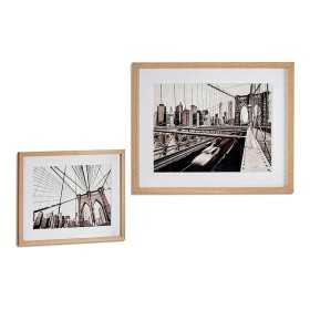 Bild Brücke Buche 43 x 3 x 53 cm Holz Braun Glas