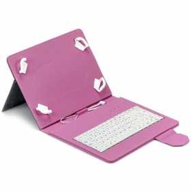 Bluetooth-tangentbord med tabletthållare Maillon Technologique MTKEYUSBPINK 9,7" - 10,2" Rosa spanska Qwerty Spanska