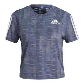 Damen Kurzarm-T-Shirt Adidas Own The Run Stahlblau