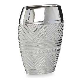 Vase Breite aus Keramik Silberfarben (9,5 x 26,5 x 19,5 cm)