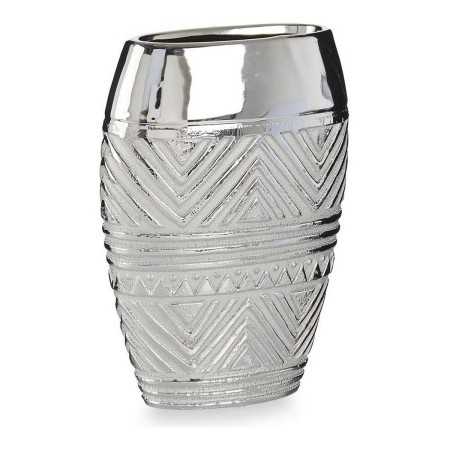 Vase Width Ceramic Silver (9,5 x 26,5 x 19,5 cm)