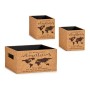 Set of decorative boxes Brown World Map 3 Pieces Cork MDF Wood