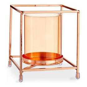 Candleholder Squared Copper Amber 11,5 x 12,6 x 11,5 cm Metal Glass