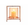 Kerzenschale karriert Kupfer Bernstein 11,5 x 12,6 x 11,5 cm Metall Glas