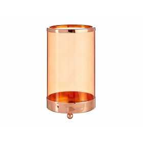 Kerzenschale Kupfer Bernstein Zylinder Metall Glas (9,7 x 16,5 x 9,7 cm)