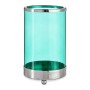 Ljusstakar Silvrig Blå Cylinder Metall Glas (9,7 x 16,5 x 9,7 cm)