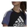 Damen Kurzarm-T-Shirt Adidas Sportswear Colorblock Schwarz