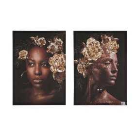 Cadre Femme Fleurs 50 x 3 x 70 cm (2 pcs) (50 x 1,5 x 70 cm)