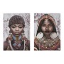 Jeu de 2 tableaux Toile Femme Ethnique 70 x 50 x 1,5 cm