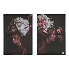 Satz mit 2 Bildern Leinwand Damen Blomster 70 x 50 x 1,5 cm