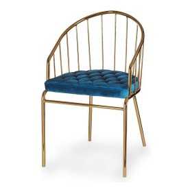 Stuhl Blau Gold Stangen Eisen (51 x 81 x 52 cm)