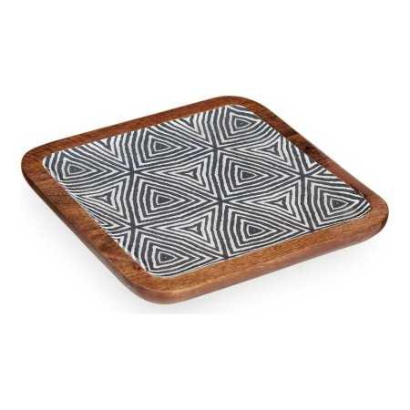 Centerpiece Ethnic 25 x 25 cm White Brown Black Resin Mango wood