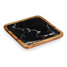 Centerpiece Marble Black 25 x 25 cm Brown Resin Mango wood