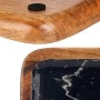 Tischdekoration Marmor Schwarz 25 x 25 cm Braun Harz Mango-Holz