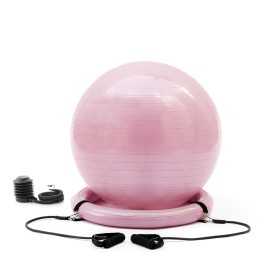 Yoga Ball with Stability Ring and Resistance Bands AshtanBall InnovaGoods Pink (Refurbished B)