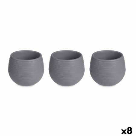 Set de pots 6,2 x 6,2 x 6,6 cm Anthracite Plastique (8 Unités)