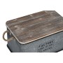 Koffertset Home ESPRIT Silvrig Mörkbrun Metall Vintage 60 x 38 x 32,5 cm