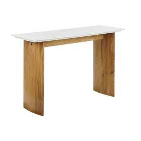 Table d'appoint Home ESPRIT Blanc Marron Marbre Bois de manguier 120 x 38 x 77 cm