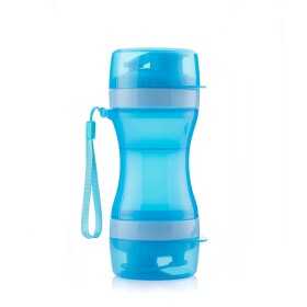 Två i en-flaska med vatten och matbehållare för husdjur InnovaGoods Blå Silikon (Renoverade A+)