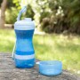 2-in-1 bottle with water and food containers for pets InnovaGoods Blue Silicone (Refurbished A+)