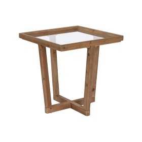 Table d'appoint Home ESPRIT Marron Verre Sapin 58 x 58 x 60 cm
