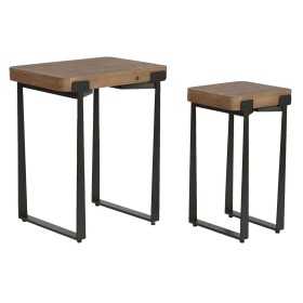 Set of 2 tables Home ESPRIT Brown Black Iron Fir 50 x 38 x 62 cm