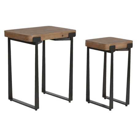 Jeu de 2 tables Home ESPRIT Marron Noir Fer Sapin 50 x 38 x 62 cm